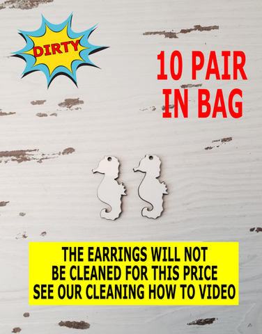 Dirty Bag - Earrings - Sea horse - Size 1.5 - Single Sided - 10 pair per bag