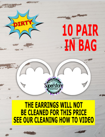 Dirty Bag - Earrings - Dog Paw- Size 1.5 - Single Sided - 10 pair per bag