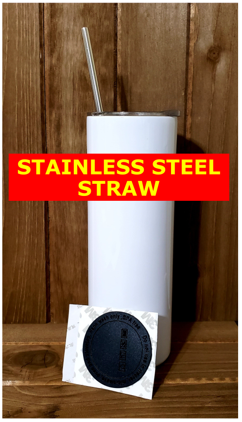 20oz Straight Skinny Sublimation tumbler w/Stainless Steel Straw and Rubber  bottom