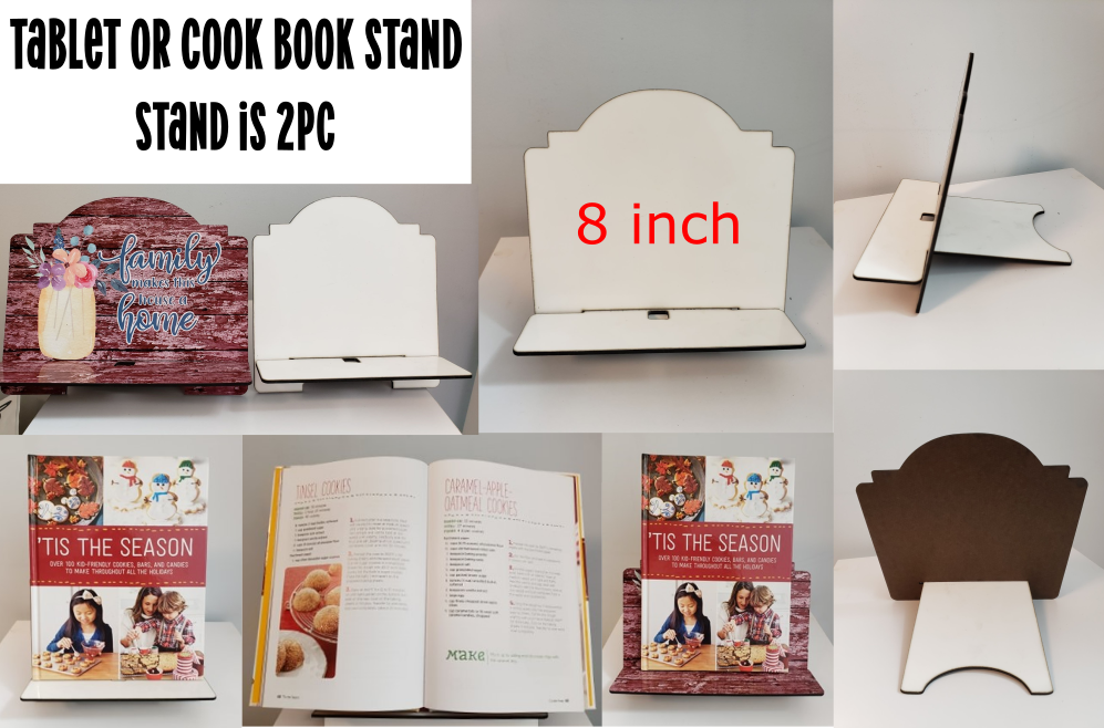 8 inch tablet or cookbook stand - MDF Sublimation blank