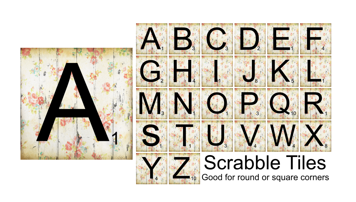 (Instant Print) Digital Download - Scrabble tiles, complete set A-Z ...