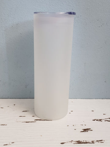 25oz frosted glass tumbler with straw