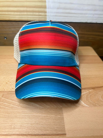 Stripe criss cross ponytail hat