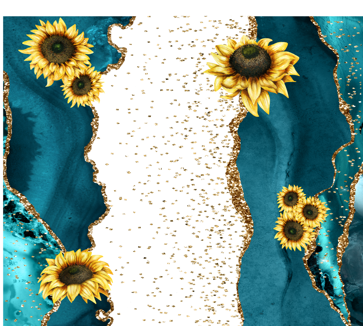 Instant Print) Digital Download - Sunflower marble tumbler design