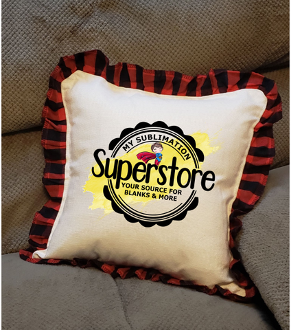 100% Polyester pillow case with buffalo plaid 16x16 center