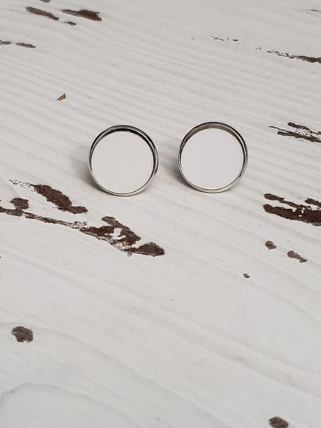 Metal round stud earrings - 5 pairs or 10 pairs