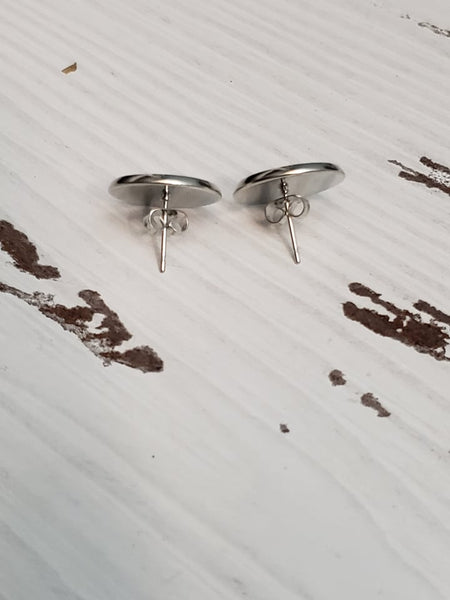 Metal round stud earrings - 5 pairs or 10 pairs