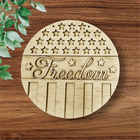 Freedom horizontal unfinished Wood Round DIY Kit