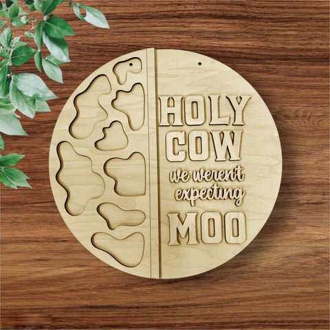 Cow MOO unfinished Wood Round DIY Kit