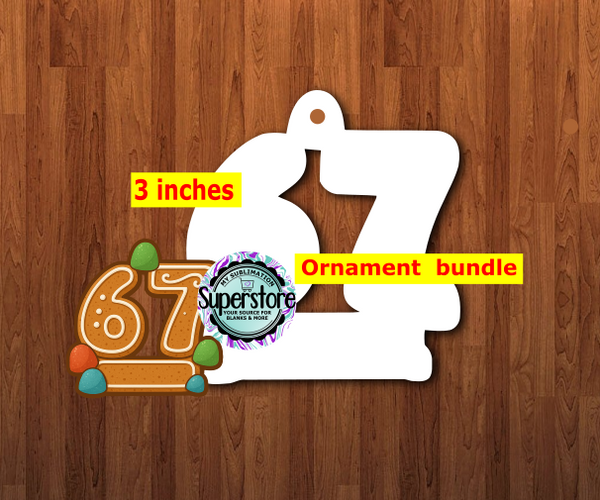 67 Gumball Ornament - With Hole or NO HOLE Bundle - ornament bundle price - MDF sublimation blank