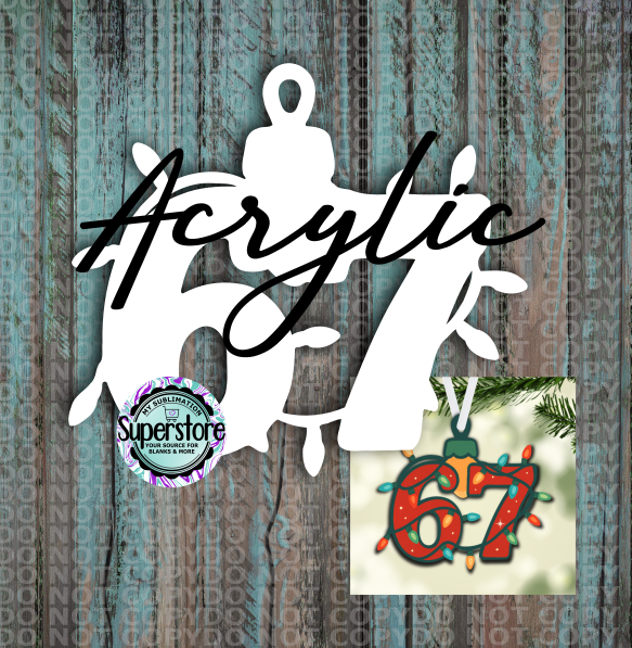 Clear Acrylic - 67 Light Ornament -  With or Without Hole  - Sublimation Acrylic