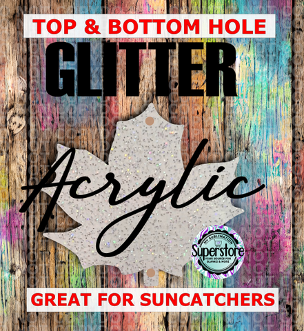 (2 HOLES) - Glitter Acrylic Leaf Sublimation Acrylic