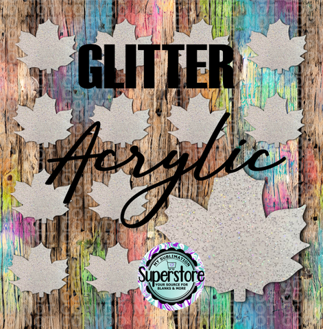 GLITTER Acrylic - Leaf - 10 or 20 count 1.5 & 2 inch size - Sublimation Acrylic