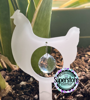 Crystal - Clear or Glitter - Acrylic Chicken Garden Stake - Sublimation Acrylic