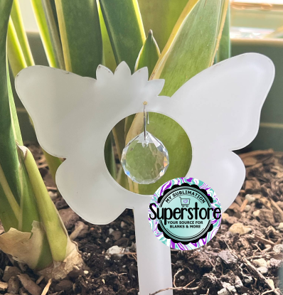 Crystal - Clear or Glitter - Acrylic Sunflower Butterfly Garden Stake - Sublimation Acrylic