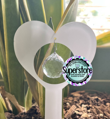 Crystal - Clear or Glitter - Acrylic Heart Garden Stake - Sublimation Acrylic