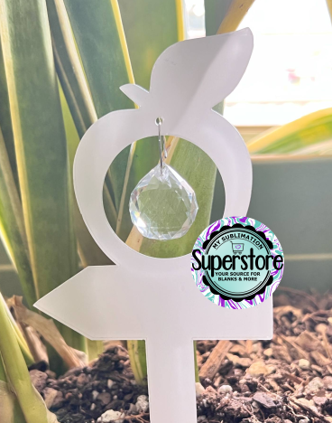 Crystal - Clear or Glitter - Acrylic Apple Pencil Garden Stake - Sublimation Acrylic