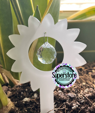 Crystal - Clear or Glitter - Acrylic Sunflower Garden Stake - Sublimation Acrylic