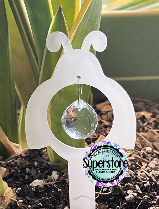 Crystal - Clear or Glitter - Acrylic  Ladybug Garden Stake - Sublimation Acrylic