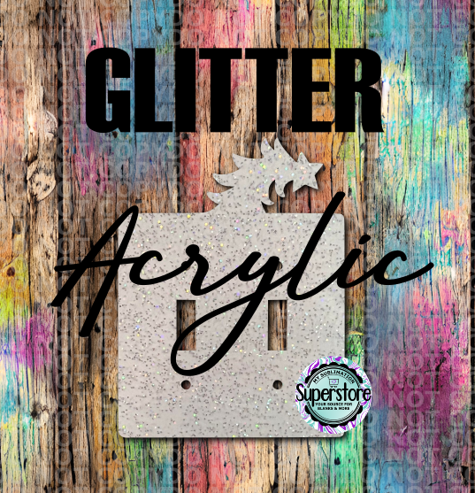 Glitter Acrylic - Double Light Switch Cover - Tree  - Sublimation Acrylic