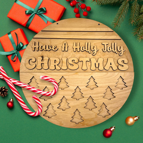 Holly jolly Christmas  unfinished Wood Round DIY Kit