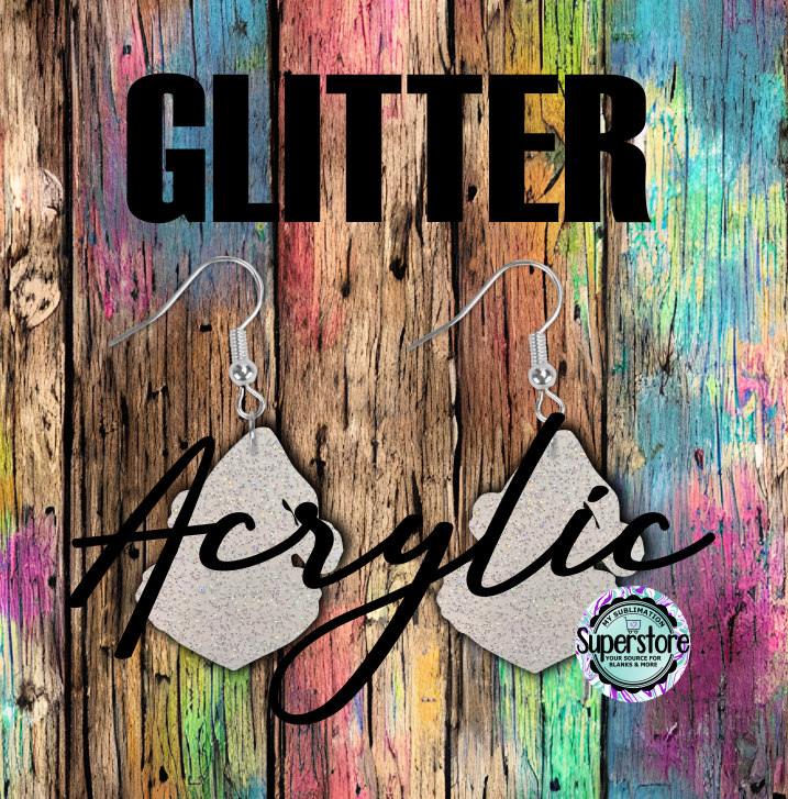 Glitter Acrylic G head -  Earrings - 5 & 10 pairs 1.5 & 2 inch size - Sublimation Acrylic