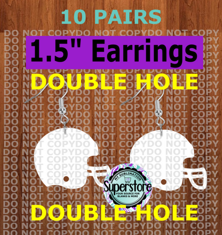 DOUBLE HOLE - Helmet - earrings size 1.5 inch - BULK PURCHASE 10pair