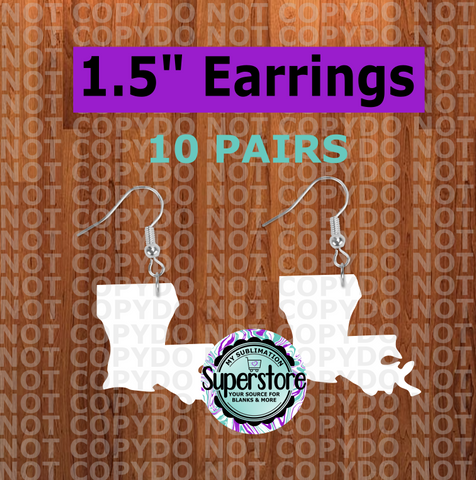 Louisiana earrings size 1.5 inch - BULK PURCHASE 10pair