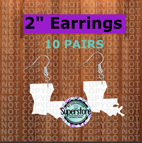 Louisiana earrings size 2 inch - BULK PURCHASE 10pair