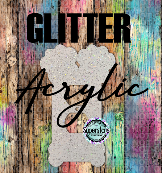 Glitter Acrylic - Outlet Cover - Dog Paw With Bone - MDF Sublimation Blank