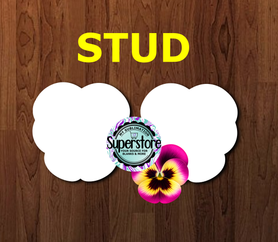 10 or 20 pair bulk buy - Pansy Flower STUD  - .50 inch studs for earrings