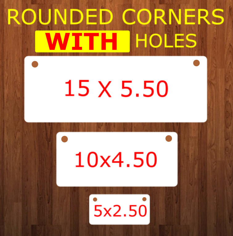 Sublimation Rounded Top Rectangular Sign ROUNDED - Rectangle WITH holes - 3 sizes - Sublimation Blank MDF Singl ...
