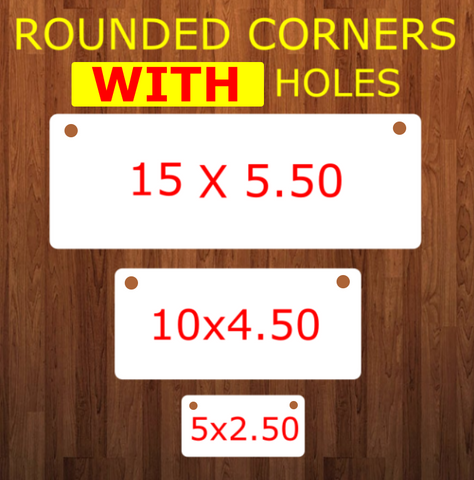 ROUNDED - Rectangle WITH holes - 3 sizes -  Sublimation Blank MDF Single Sided
