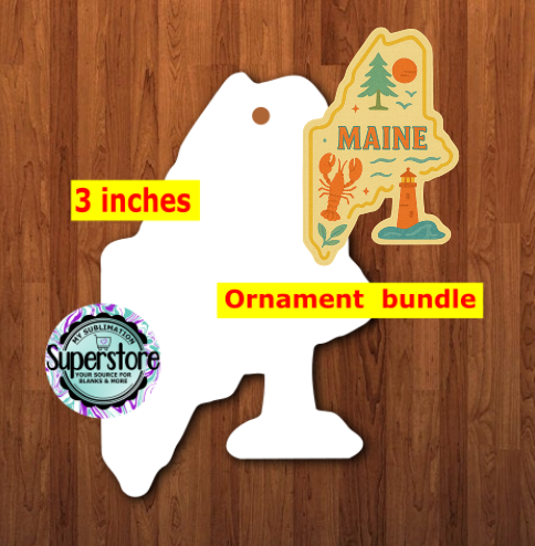Special Maine State - With Hole or NO HOLE Bundle - ornament bundle price - MDF sublimation blank
