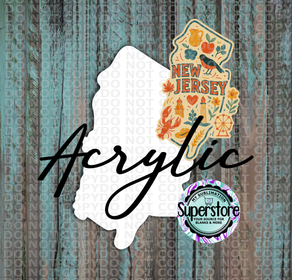 Clear Acrylic - Special New Jersey State -  With or Without Hole  - Sublimation Acrylic