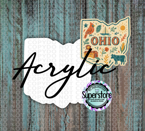 Clear Acrylic - Special Ohio State -  With or Without Hole  - Sublimation Acrylic