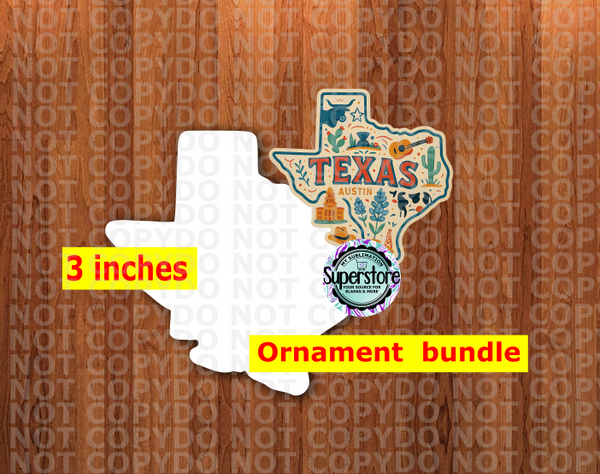 Special Texas State - With Hole or NO HOLE Bundle - ornament bundle price - MDF sublimation blank