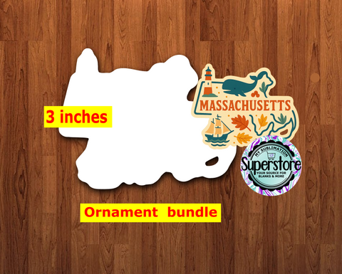 Special Massachusette State - With Hole or NO HOLE Bundle - ornament bundle price - MDF sublimation blank