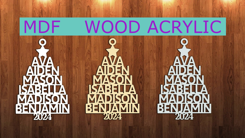 STAR - MDF - WOOD - ACRYLIC - 1-10 names or less ornament