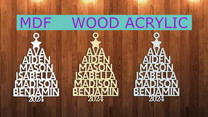 STAR - MDF - WOOD - ACRYLIC - 1-10 names or less ornament