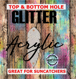 (2 HOLES) - Glitter Acrylic Feather Sublimation Acrylic