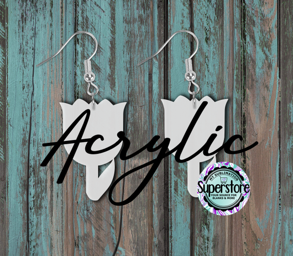 Clear Acrylic Tulip Earrings -  5 & 10 pairs 1.5 & 2 inch size - Sublimation Acrylic