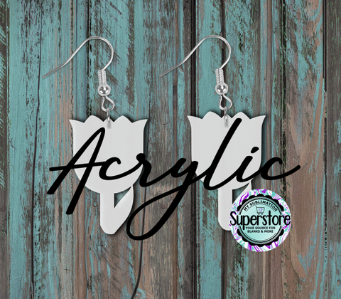 Clear Acrylic Tulip Earrings -  5 & 10 pairs 1.5 & 2 inch size - Sublimation Acrylic