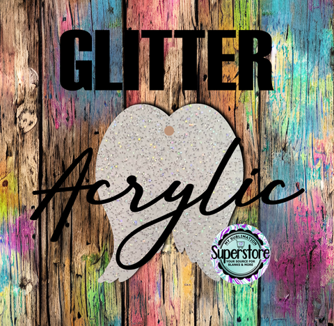 GLITTER Acrylic Wings -  With or Without Hole  - Sublimation Acrylic