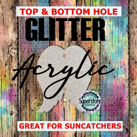 (2 HOLES) - Glitter Acrylic Wings -  Sublimation Acrylic