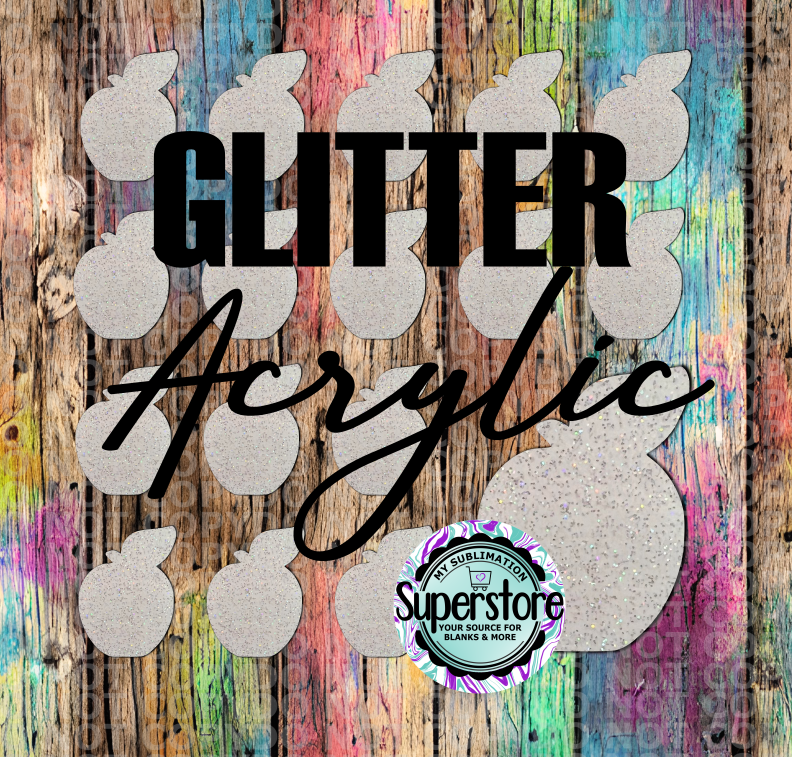 Glitter Acrylic Apple Badge Reels - 10 or 20 count 1.5 & 2 inch size - Sublimation Acrylic