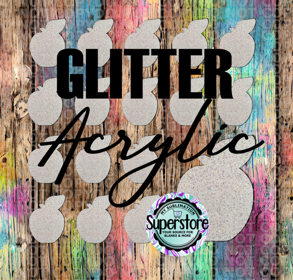 Glitter Acrylic Apple Badge Reels - 10 or 20 count 1.5 & 2 inch size - Sublimation Acrylic