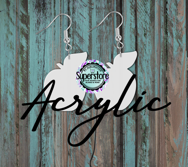 Clear Acrylic Apple -  Earrings -  5 & 10 pairs 1.5 & 2 inch size - Sublimation Acrylic
