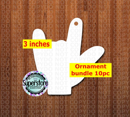 ASL hand - WITH HOLE - ornament bundle price - MDF sublimation blanks