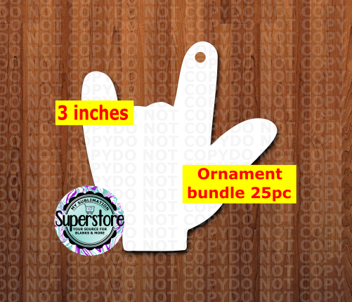 ASL hand - WITH HOLE - ornament bundle price - MDF sublimation blanks